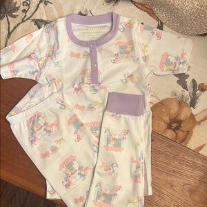 The Beaufort Bonnet Company Carousel Print Pajamas - Cream and Lavender